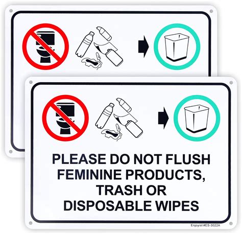 2 Pack Please Do Not Flush Feminine Products Trash Or