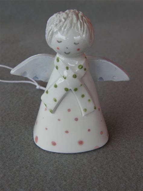 Ceramic Angel Bell Christmas Angel Ceramic Bell White Etsy Ceramic
