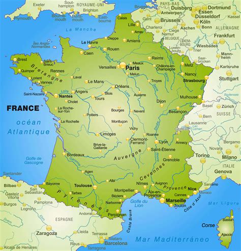 Map Of France With Cities Rivers And Mountains Domini Hyacintha