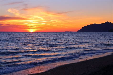 Beach Sunset In Corfu Greece Stock Photo Image Of Water Ionian