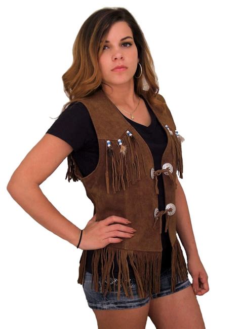 Womens Western Style Brown Suede Vest W Fringe Wlsv07 Leather Supreme