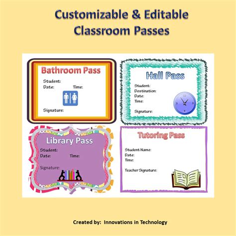 Classroom Passes Customizable And Printable Made By Teachers