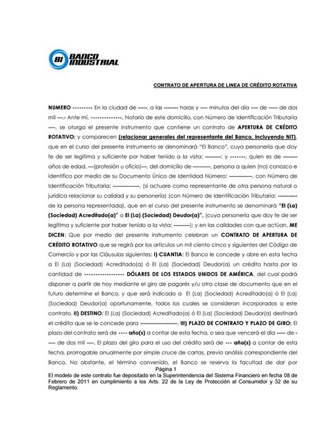 Contrato Apertura De Linea De Credito Rotativa Bies PÚblico By