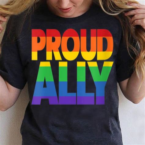 Womens Proud Ally Gay Pride Lgbt Friends Proud Ally V Neck Shirt Hoodie Sweater Longsleeve T