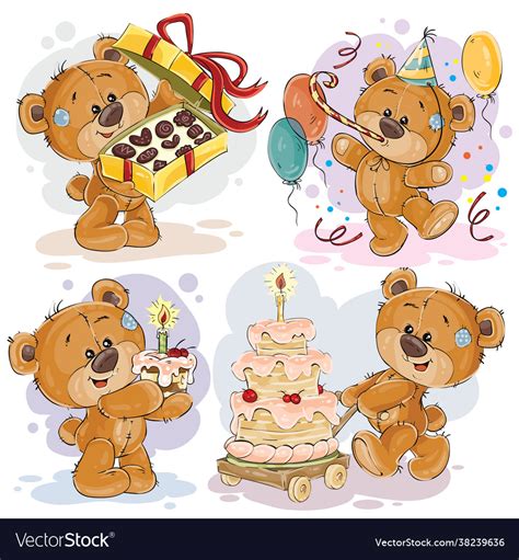 Clip Art Teddy Bear Wishes You A Happy Birthday Vector Image