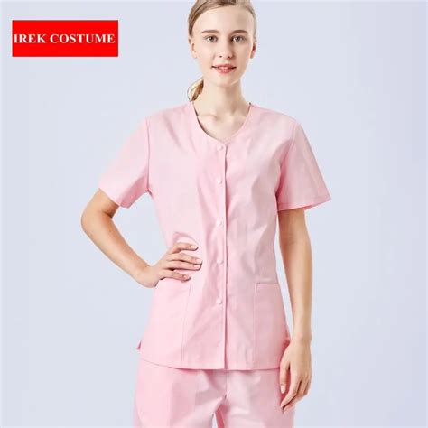 2018 Women Pink Surgical Hospital Scrub Sets Doctor Nurse Uniforms