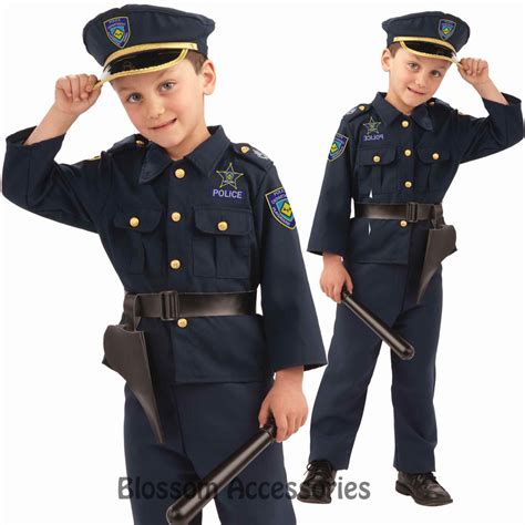 Ck145fn Police Boy Cops Uniform Boys Child Halloween Fancy Book Week