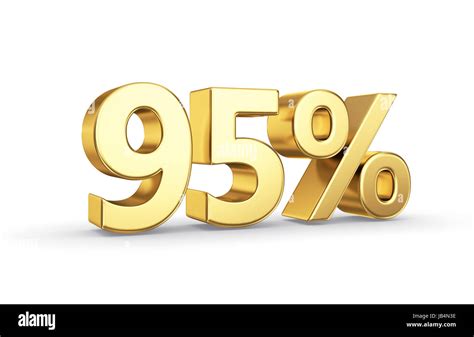95 Golden Percent Symbol Isolated On White With Clipping Path Stock