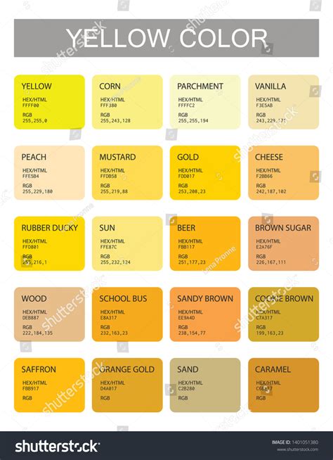 700 Names For Yellow Colour Shades Images Stock Photos Vectors