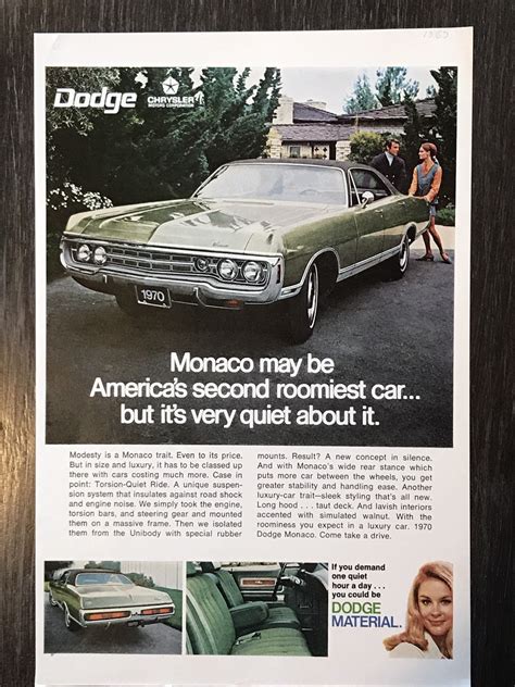 1970 Dodge Monaco Advertisement Antique Automobile Ads Etsy In 2021