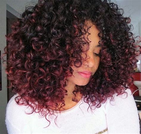 Dark Red Curly Hair With Highlights