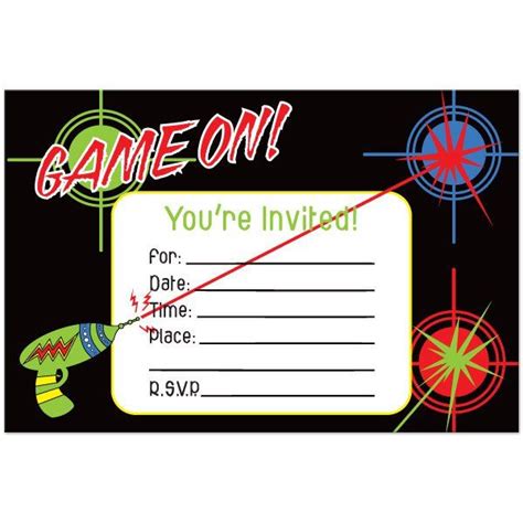 Free Printable Laser Tag Party Invites
