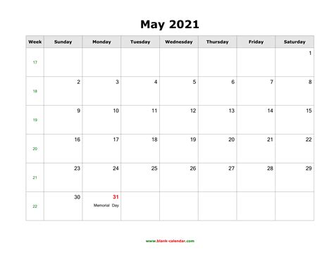 A few of them are currently labeled with holidays or moon stages and also naturally there is a blank calendars for each month where you. Download May 2021 Blank Calendar with US Holidays (horizontal)