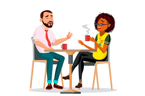 couple in restaurant vector man and woman sitting together and drinking coffee lifestyle