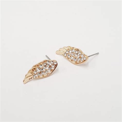 Clear Crystal Leaf Stud Earring Light KC Gold Arvya