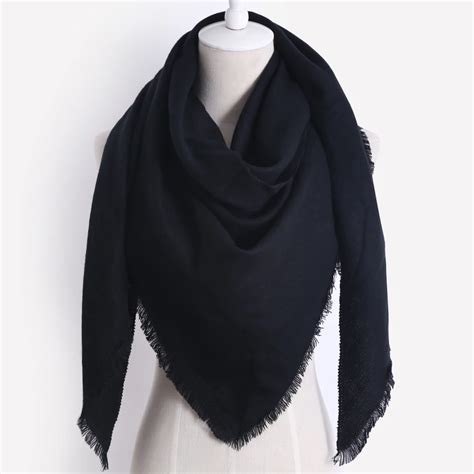 Brand Designer Winter Scarf For Women Cashmere Fashion Warm Solid Color Triangle Shawl Soft Wool