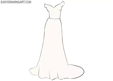 How To Draw A Wedding Dress Easy Drawing Art