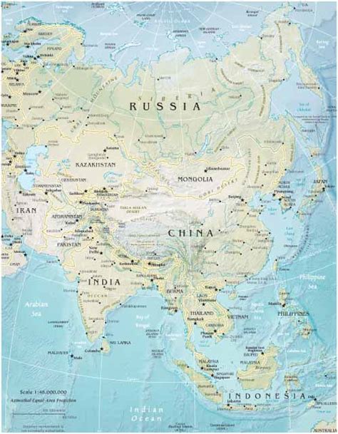 Asia Physical Map Blank