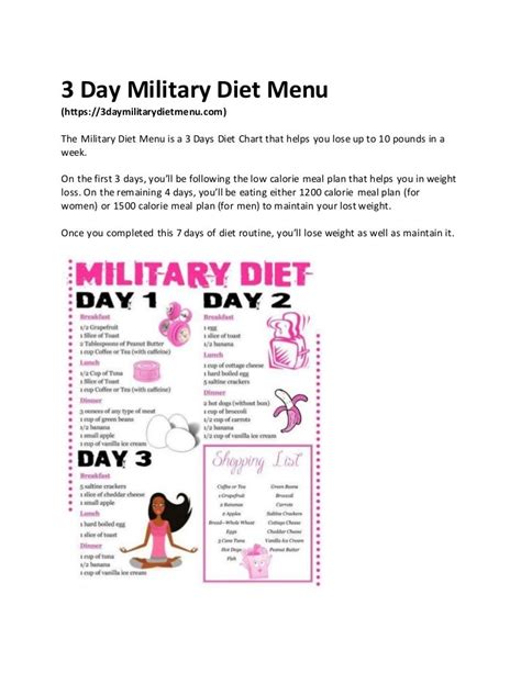 3 Day Military Diet Menu Lose 10 Pounds In Three Days