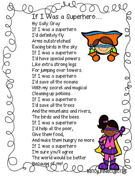 Pin by Gina Russell on Poems Junior | Kids poems, Superhero classroom