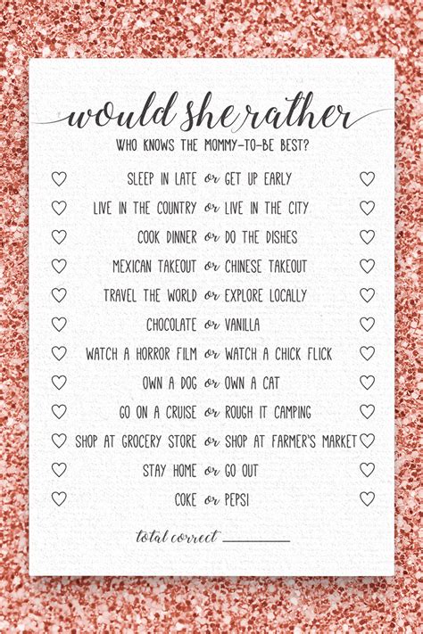 Christmas gift ideas under $50. Would She Rather Baby Shower Game . Would She Rather . Who ...