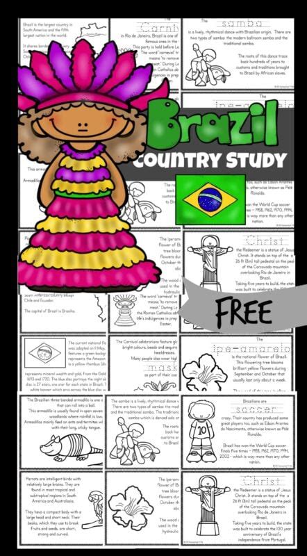 Free Brazil For Kids Printable Book Color Read And Learn