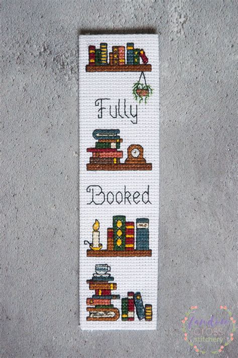 Bookmark Cross Stitch Pdf Pattern Fully Booked Bookmark Etsy Cross