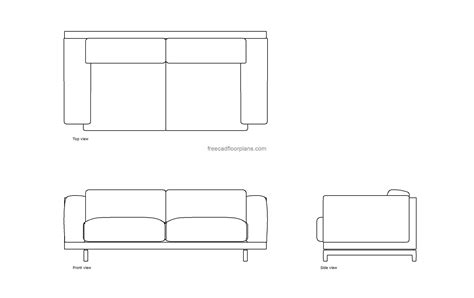 2 Seater Sofa Free Cad Drawings
