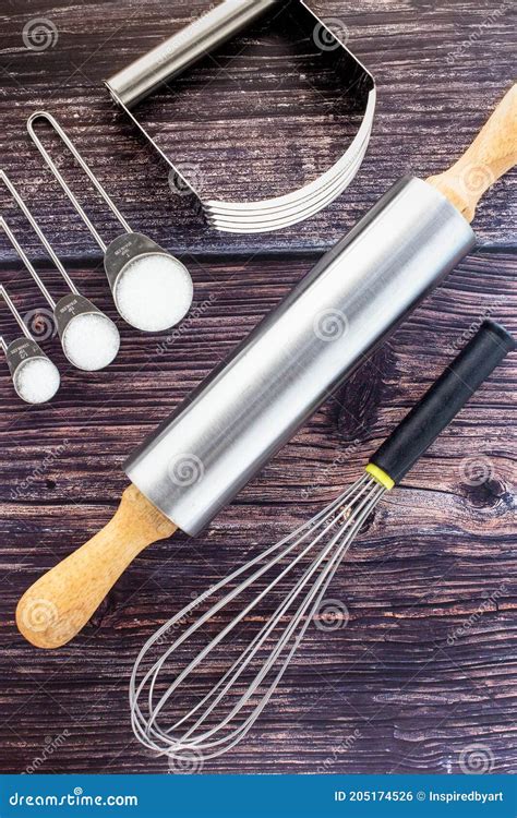 Essential Baking Utensil Usually Found In Pastry Recipe Stock Photo