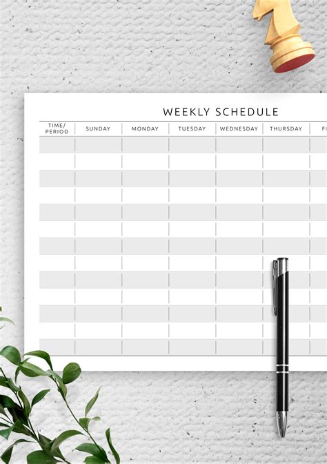 Download Printable Weekly Schedule Template Landscape View Pdf