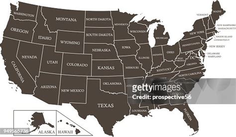 Usa Karte Mit Staaten Namen Beschriftet Umriss Vektorgrafik In