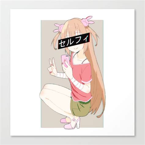 Selfie Sad Japanese Anime Aesthetic Canvas Print By