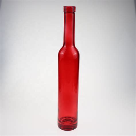 Red Spray Colored Glass Wine Beer Bottles For Sale Empty Clear Spirit Glass Bottle 375ml High