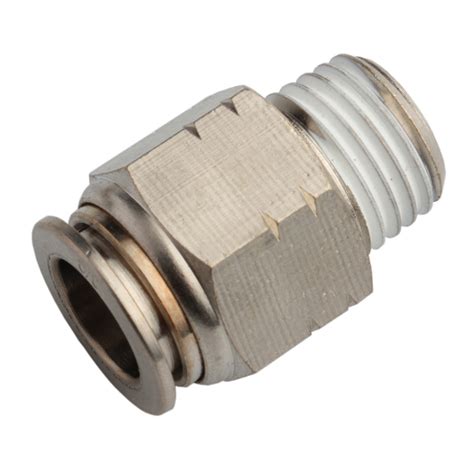 Xhnotion Pneumatic Push To Connector Nickel Plated Brass 18′ ′ Thread
