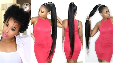 How To Do A Quick Weave Long Ponytail On Short Natural Hair Video