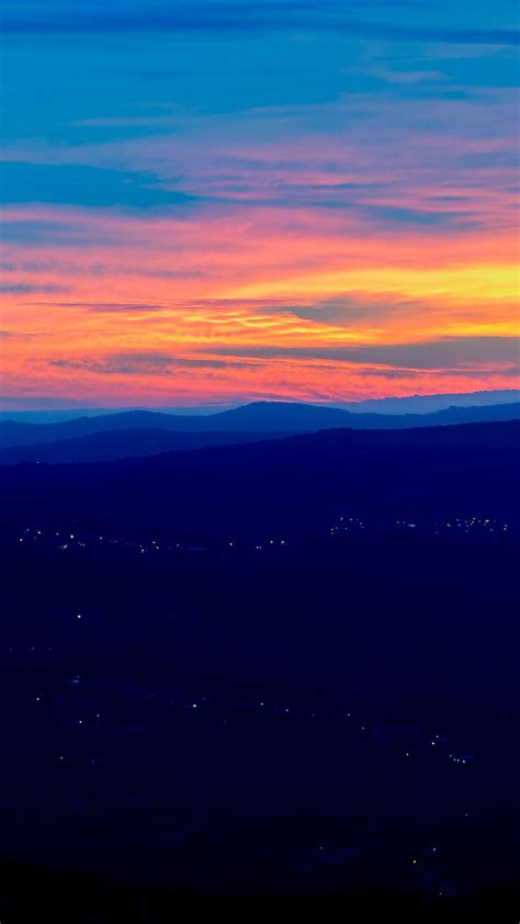 Wallpaper City Sunset Hills Mountain Horizon