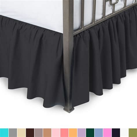 Ruffled Bed Skirt With Split Corners Queen Black 18 Drop Bedskirt