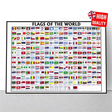 Flags Of The World A3 Laminated Educational Country Kids Resource