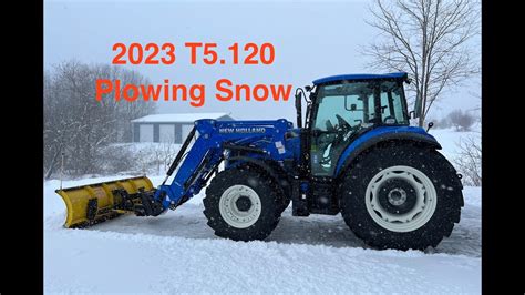 Plowing Snow With New Holland T5120 Youtube