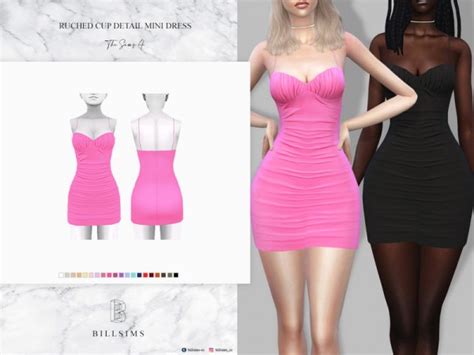 The Sims Resource Ruched Cup Detail Mini Dress By Bill Sims Sims 4