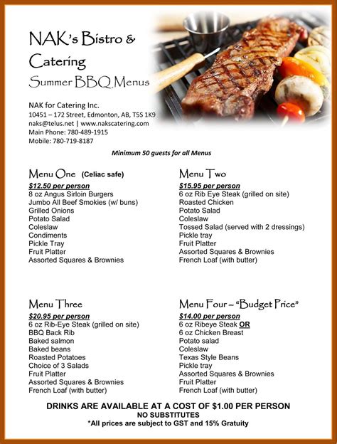 Barbecue Rehearsal Dinner Summer Bbq Catering Menu Great Ideas For Our