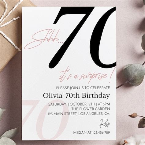 Surprise 70th Birthday Invitation Shhh Its A Surprise Etsy