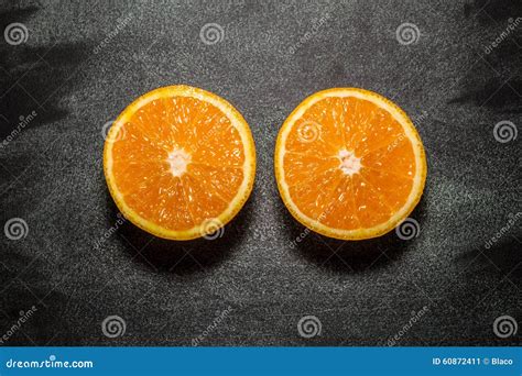 Two Halves Of An Orange Stock Image Image Of Table Background 60872411