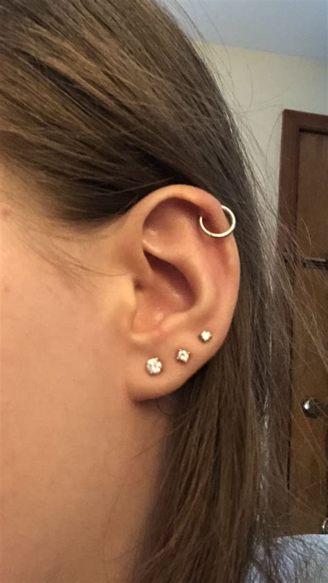 My Triple Lobe And Helix Piercing Earings Piercings Ear Cuff