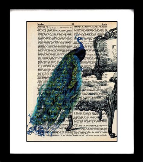 Peacock Print Peacock Art Print Vintage Dictionary Print Vintage