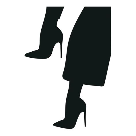 Black Silhouette Of Female Legs In A Pose Shoes Stilettos High Heels