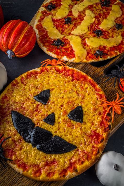 Halloween Party Pizza Stock Image Image Of Autumn Creepy 232633923