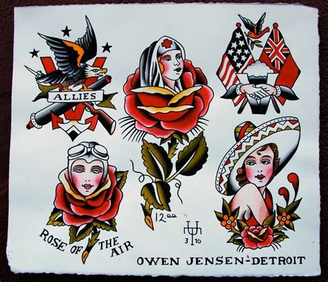 Owen Jensen Flash Traditional Tattoo Design Traditional Tattoo Flash