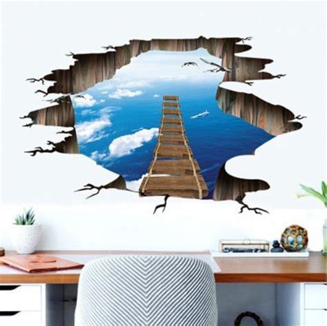Everyday's the same boring routine, to the library and back home where he lives alone. 3D Wall Stickers Stuck Sky Sea Middle-East Stereo Adornment Picture | Wand