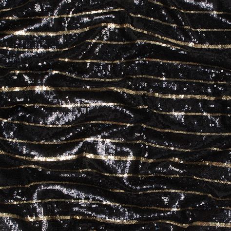 Black And Gold Striped Sequin Fabric Sequins Other Fabrics